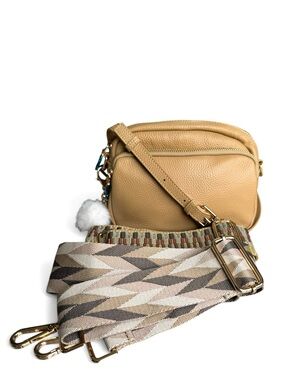 🆕 Pom Pom London Mayfair Leather Crossbody Beige Tan